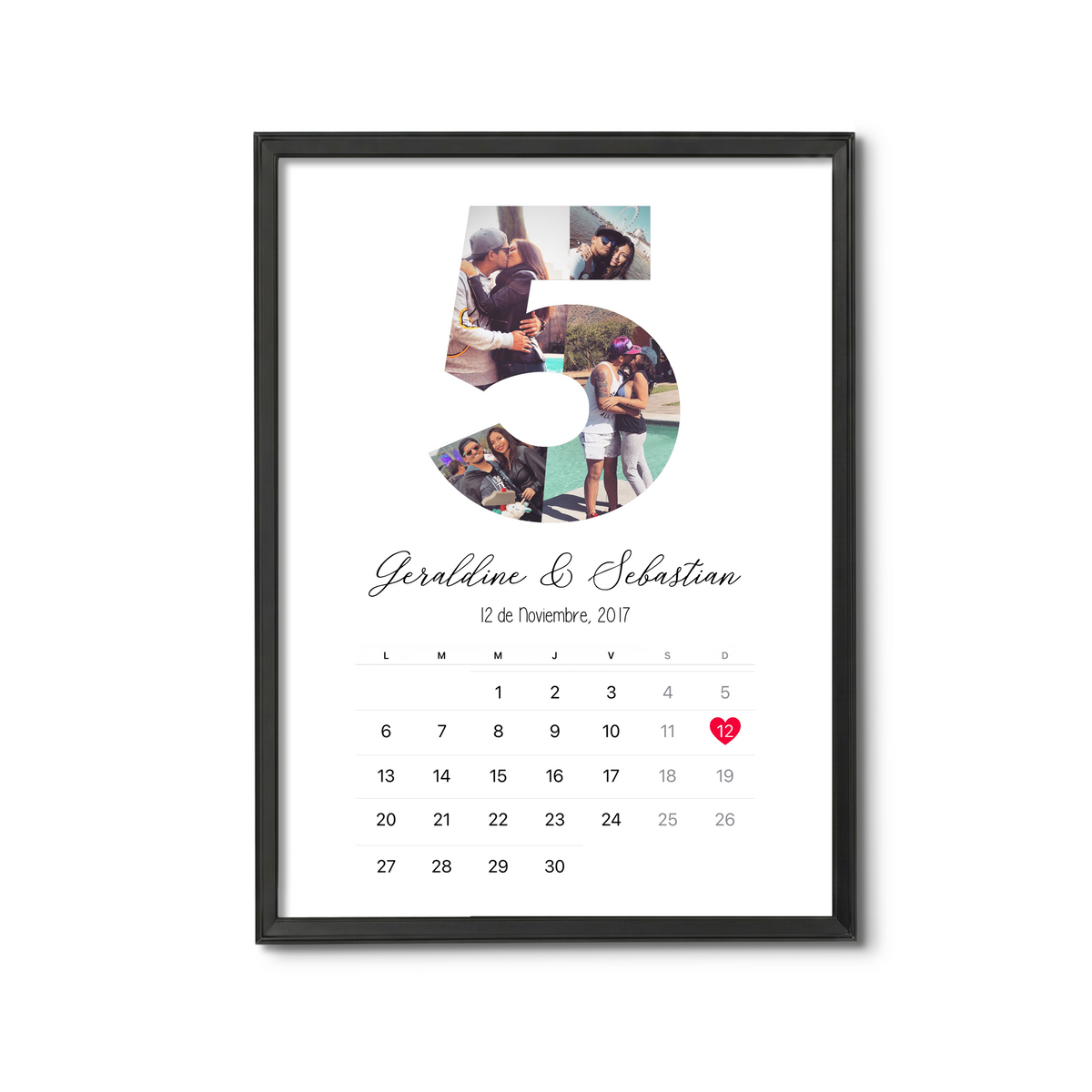 Cuadro Calendario Número - Relieve Premium / Negro / 20x30cm