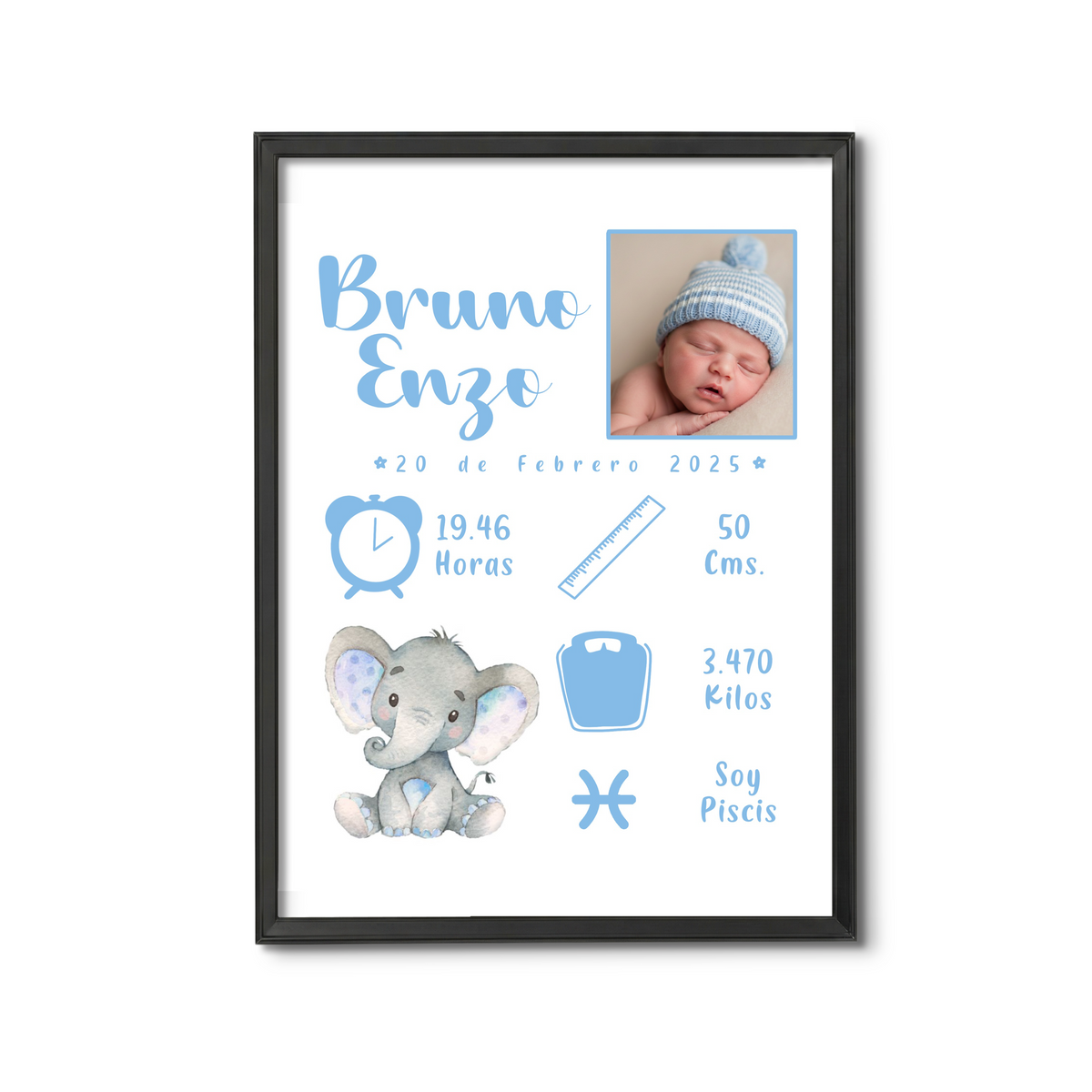 Cuadro Bebé - Relieve Premium / Negro / 20x30cm