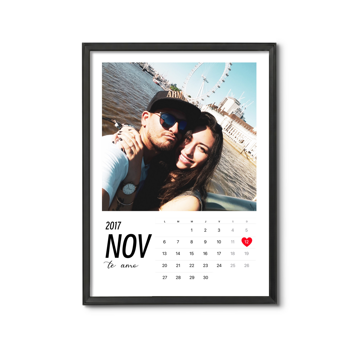 Cuadro Calendario Amor - Relieve Premium / Negro / 20x30cm