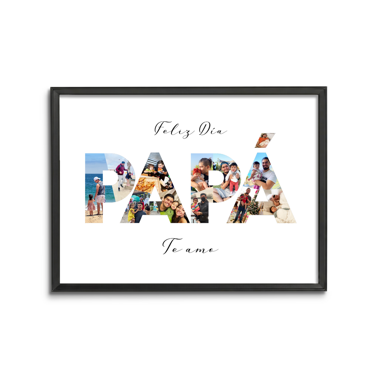 Cuadro Papá Letras Rellenas - Relieve Premium / Negro / 20x30cm